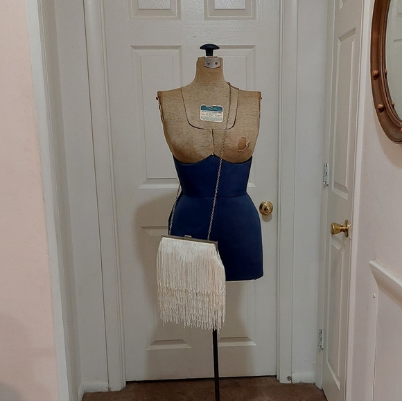 New York & Company Handbags - New York & Company Cream Fringed Crossbody Bag